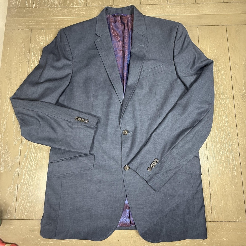Ted Baker London Blazer Mens 42L Navy Endurance Sport Coat Two Button TB671 Wool